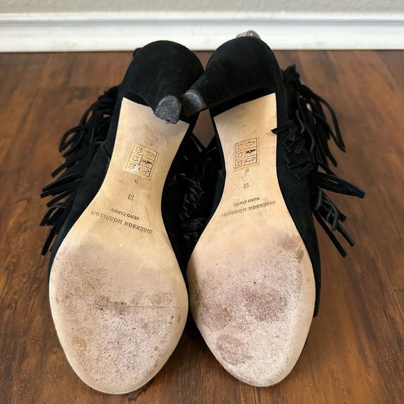 SIGERSON MORRISON Marita Black Suede Lace Up Fringe Strappy Sandals - Picture 9 of 11